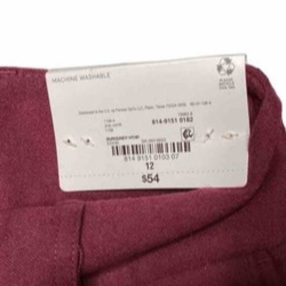 Liz Claiborne Slim Leg Ankle Pants Burgundy Women’s Size 12 NWT Trouser - Picture 5 of 8